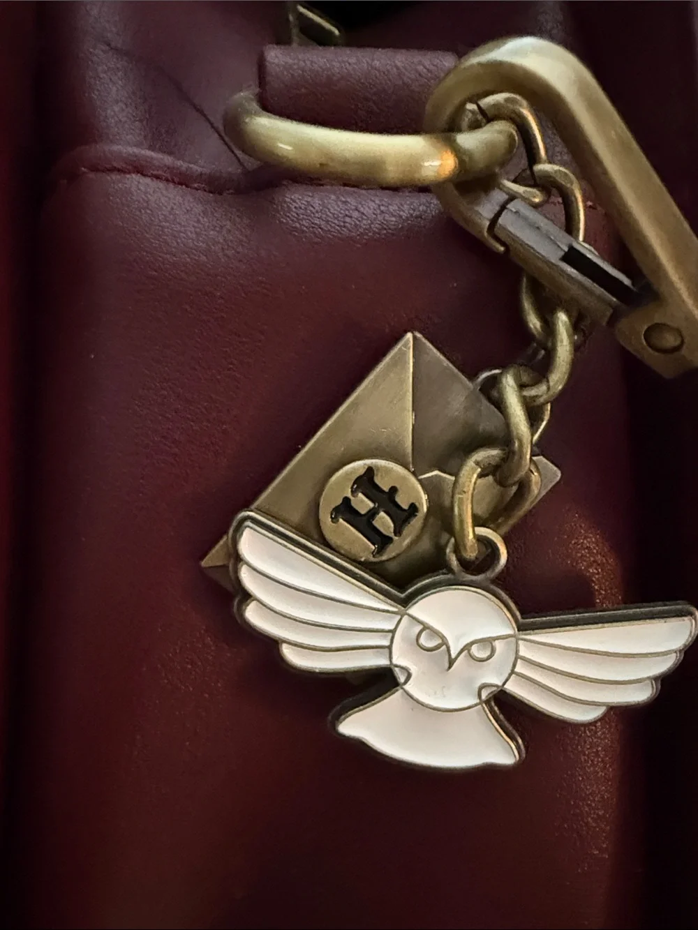 Bioworld Harry Potter Burgundy Satchel with Hogwarts Crest Hardware